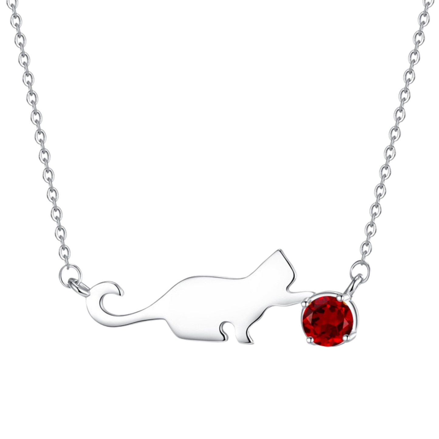 Love & Meow Garnet Cat Necklace