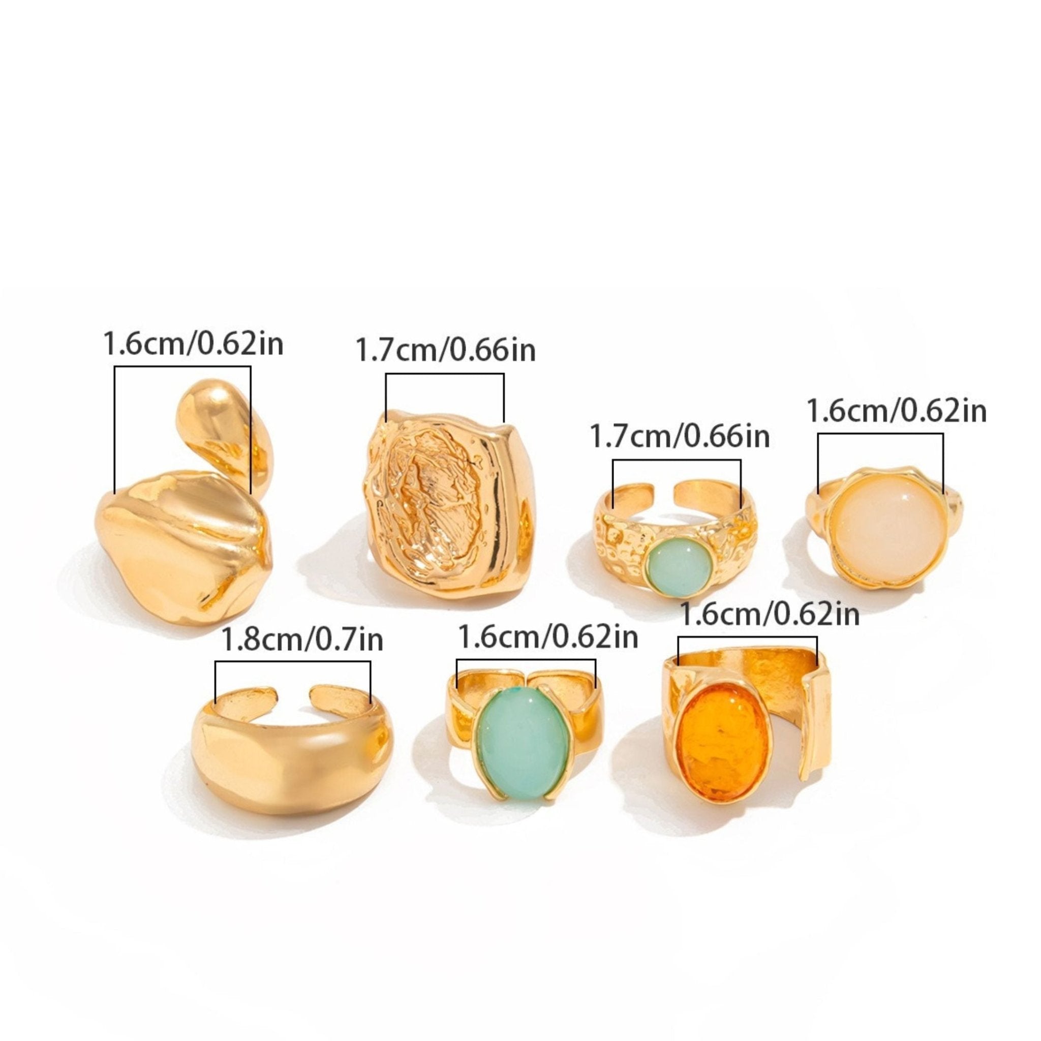 7 - in - 1 Recycled Metal & Gem Ring Set - Pure Gems & Stones Store: Awakened Days