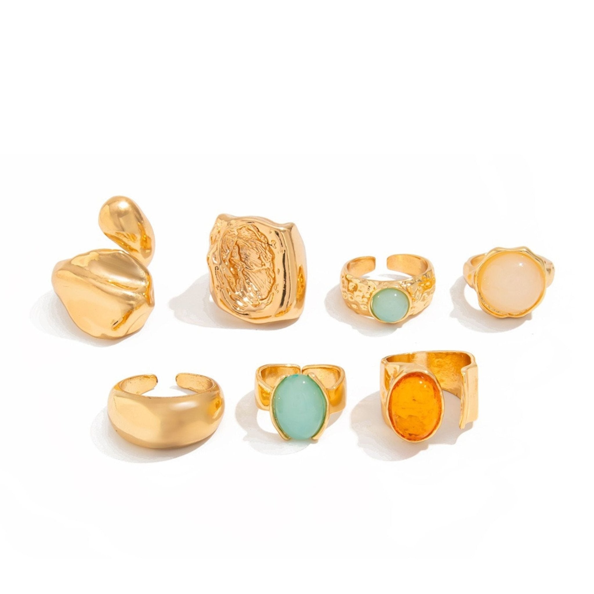 7 - in - 1 Recycled Metal & Gem Ring Set - Pure Gems & Stones Store: Awakened Days