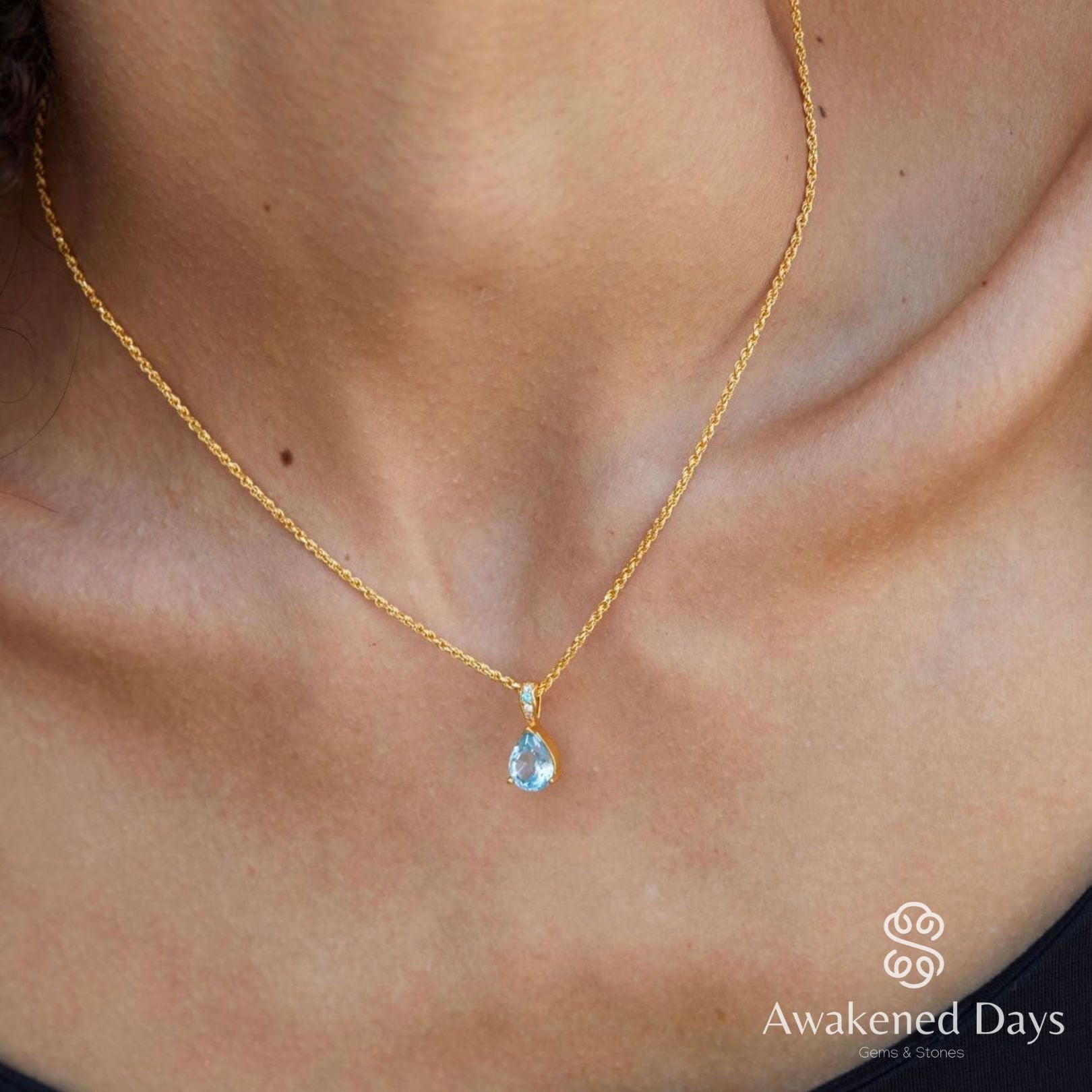 Azure Teardrop Necklace - Pure Gems & Stones Store: Awakened Days