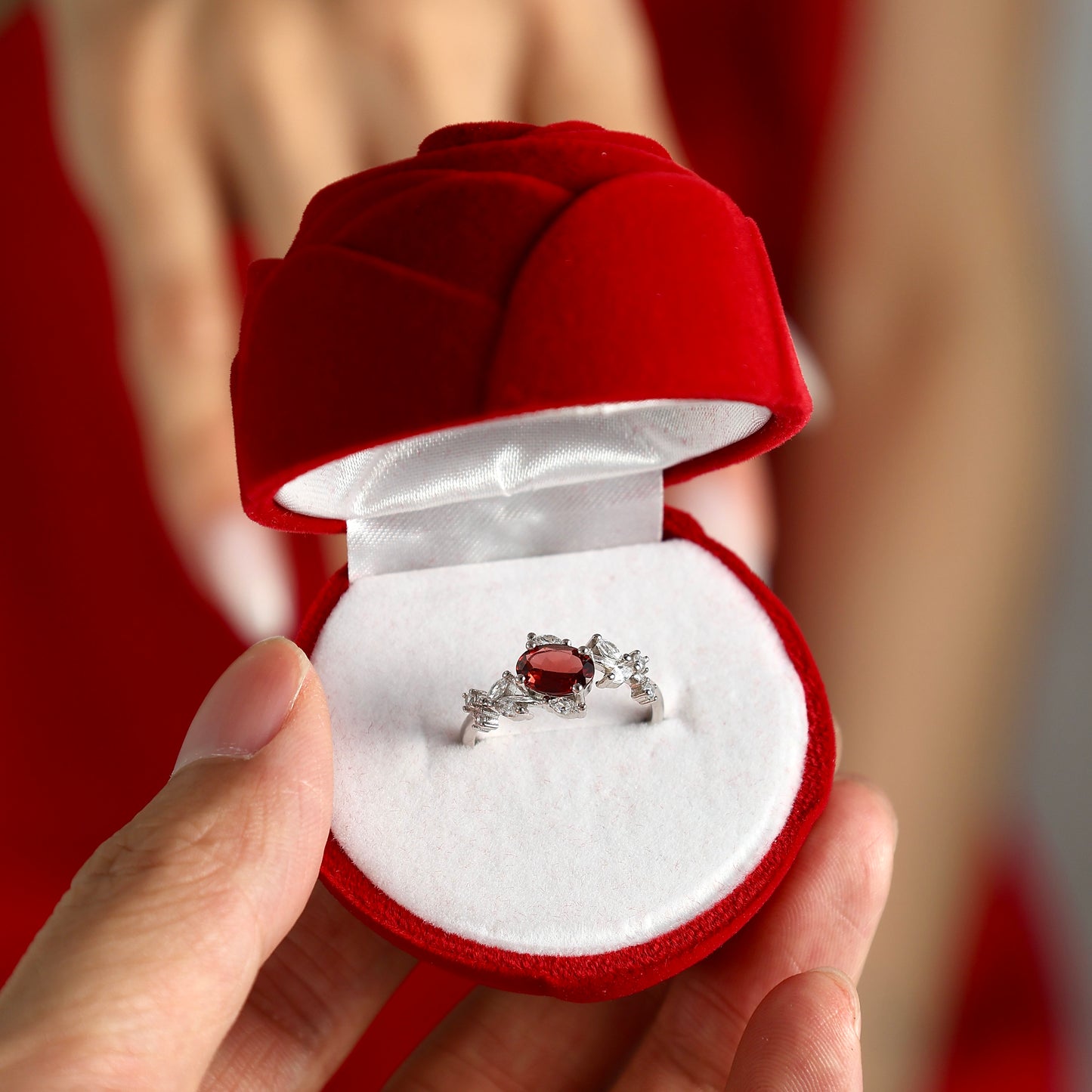 Floral Ring - Featuring Garnet
