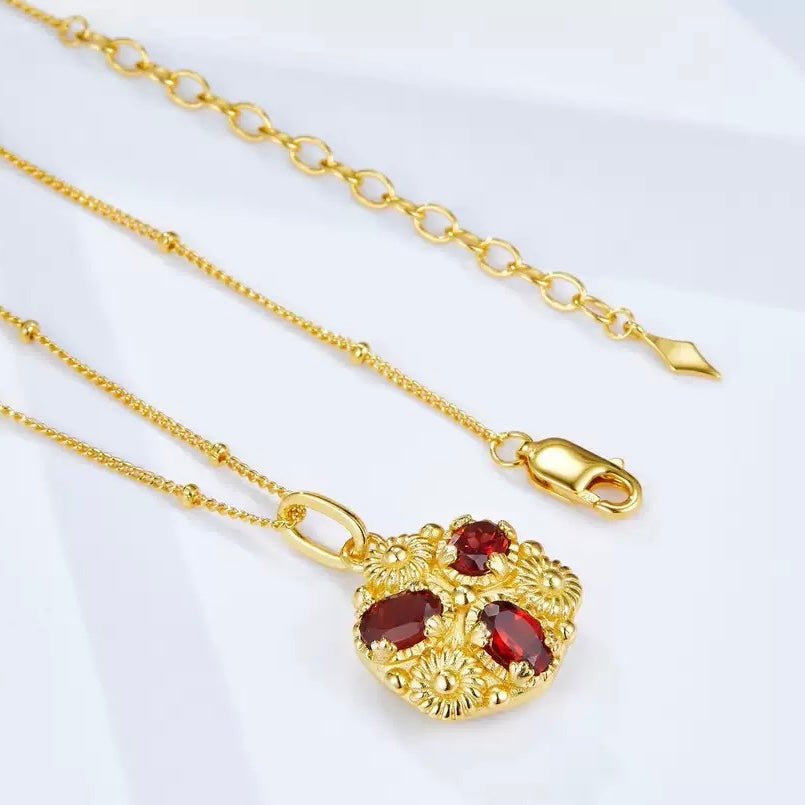 Fleur Royale Garnet Necklace - Pure Gems & Stones Store: Awakened Days