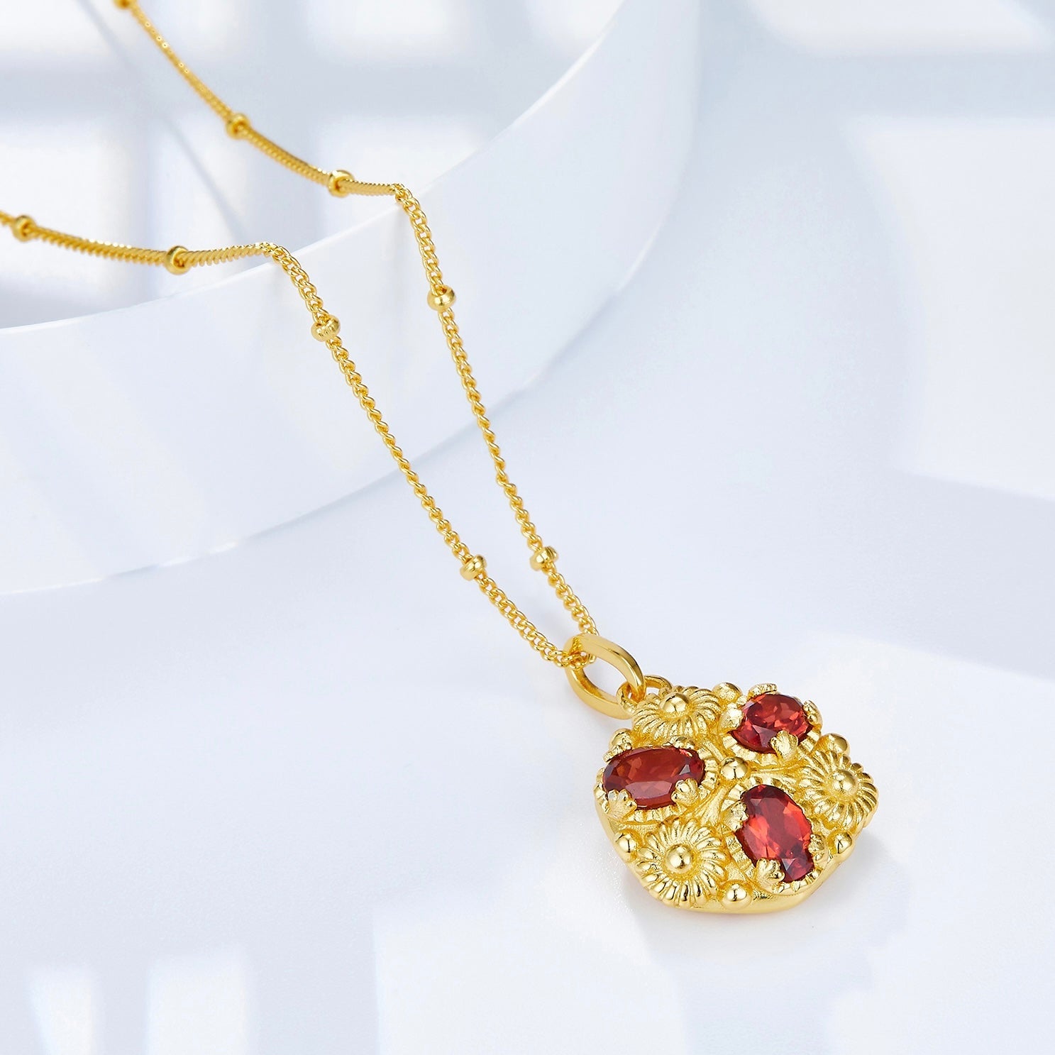 Fleur Royale Garnet Necklace - Pure Gems & Stones Store: Awakened Days