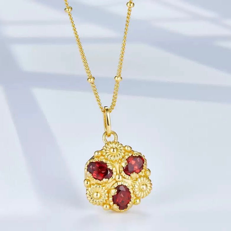 Fleur Royale Garnet Necklace - Pure Gems & Stones Store: Awakened Days