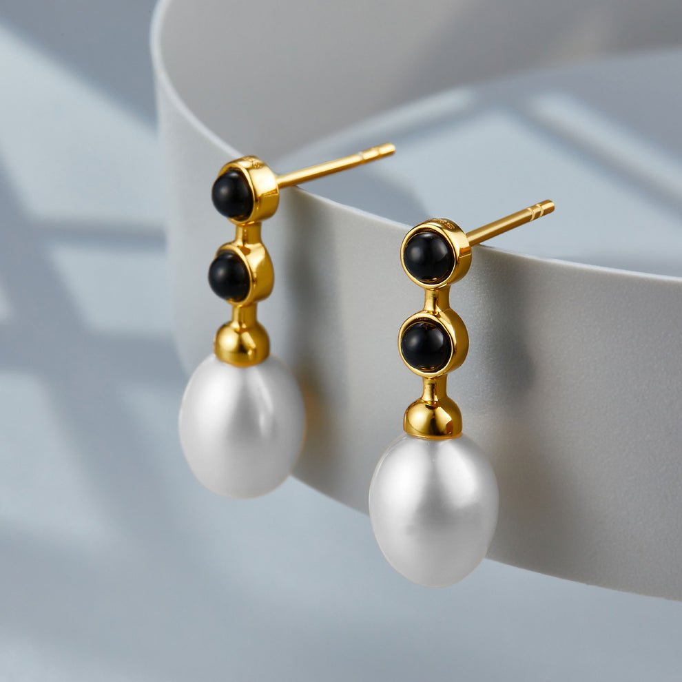 Noir et Perle Earrings - Pure Gems & Stones Store: Awakened Days
