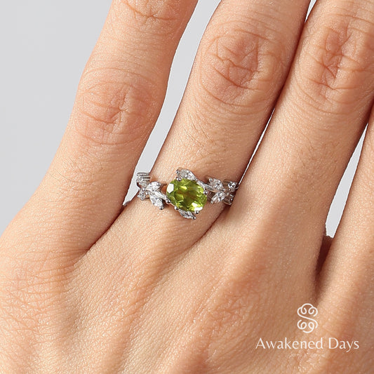 Floral Ring - Featuring Peridot