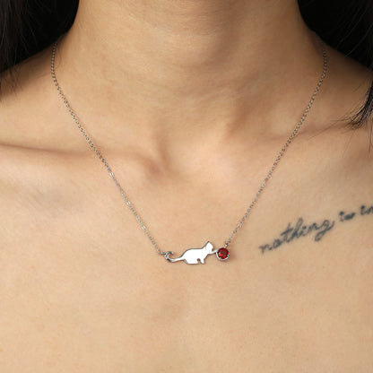Love & Meow Garnet Cat Necklace