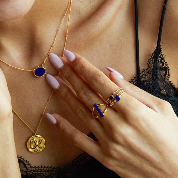 Cubic Duet Ring – Lapis | Malachite | Jasper | Pearl - Pure Gems & Stones Store: Awakened Days