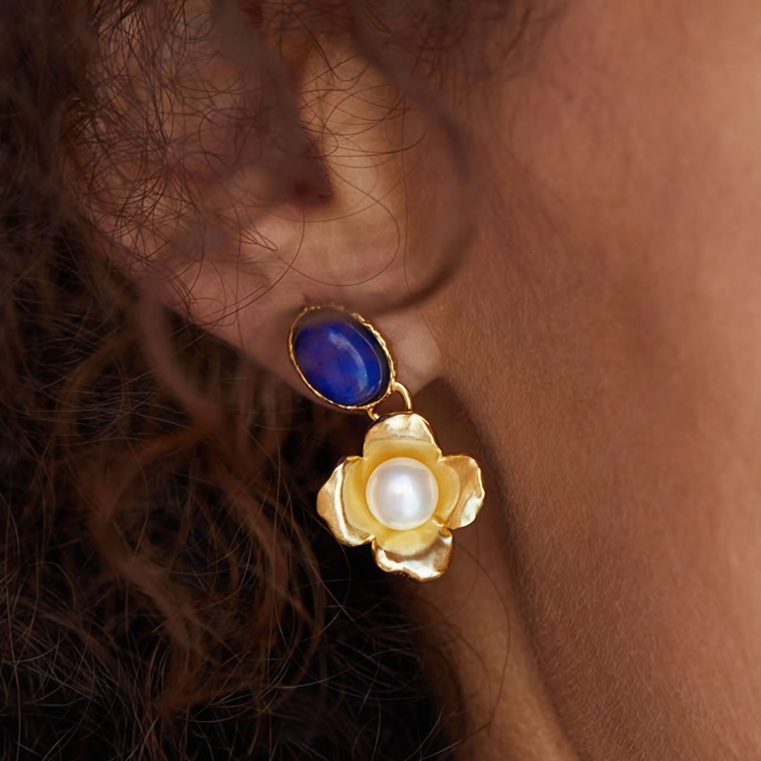 Fleur de Lapis Earrings - Pure Gems & Stones Store: Awakened Days