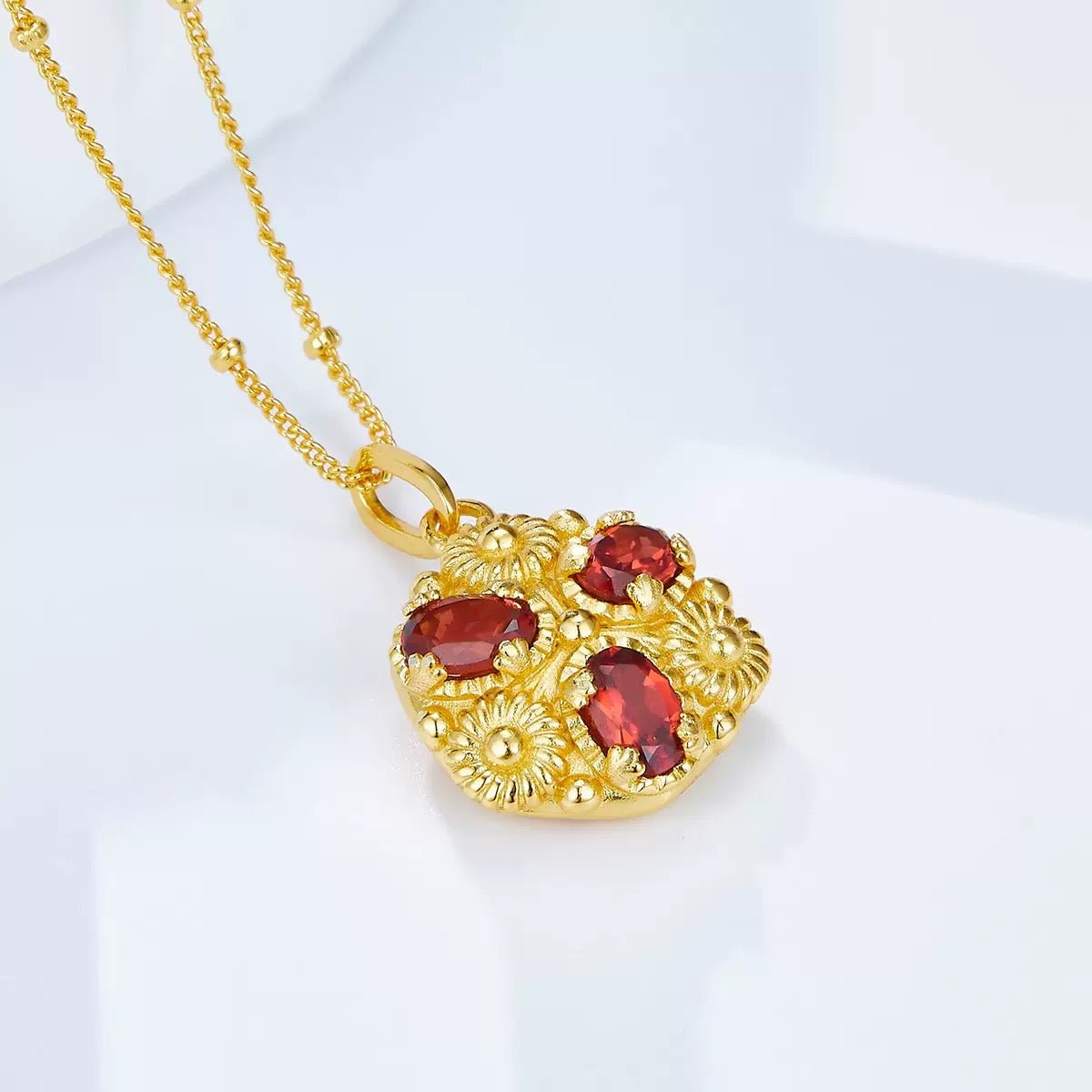 Fleur Royale Garnet Necklace - Pure Gems & Stones Store: Awakened Days