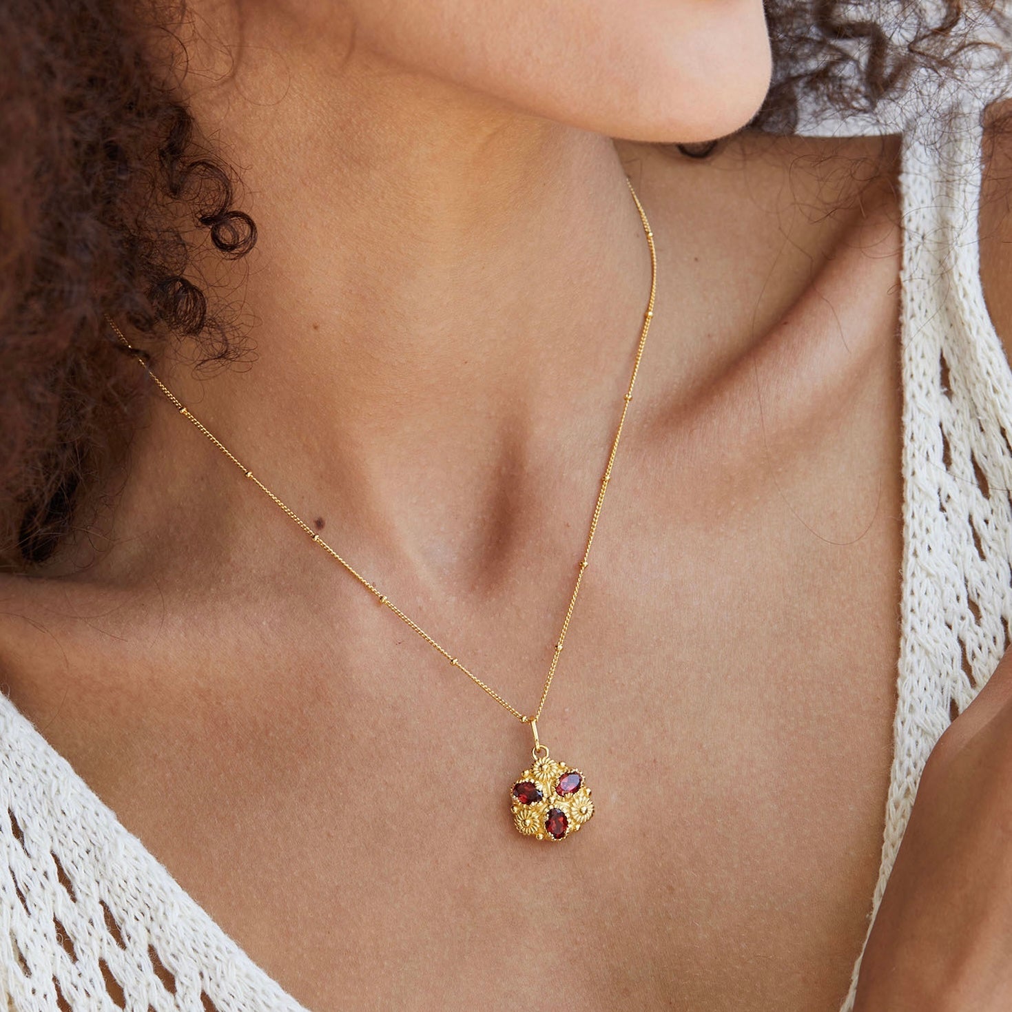 Fleur Royale Garnet Necklace - Pure Gems & Stones Store: Awakened Days