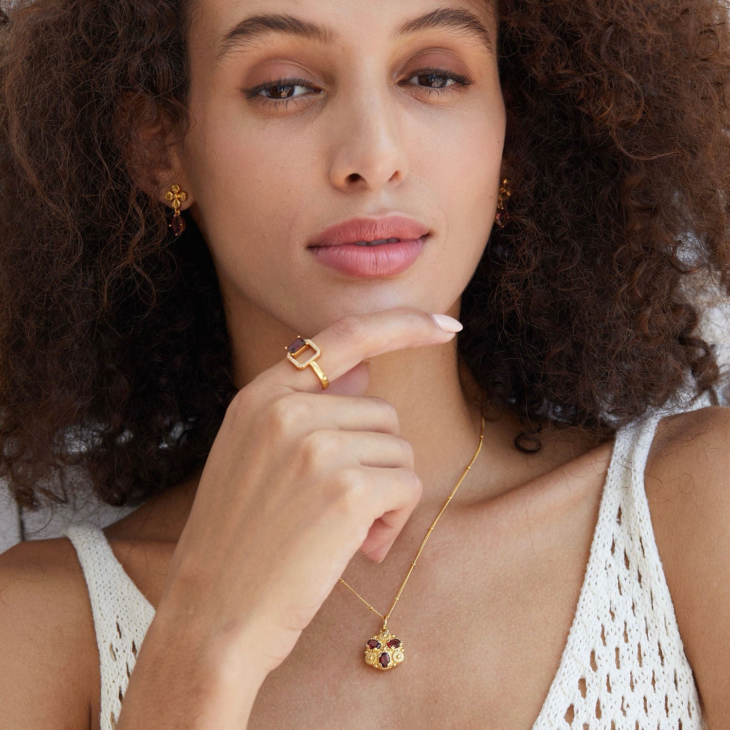 Fleur Royale Garnet Necklace - Pure Gems & Stones Store: Awakened Days