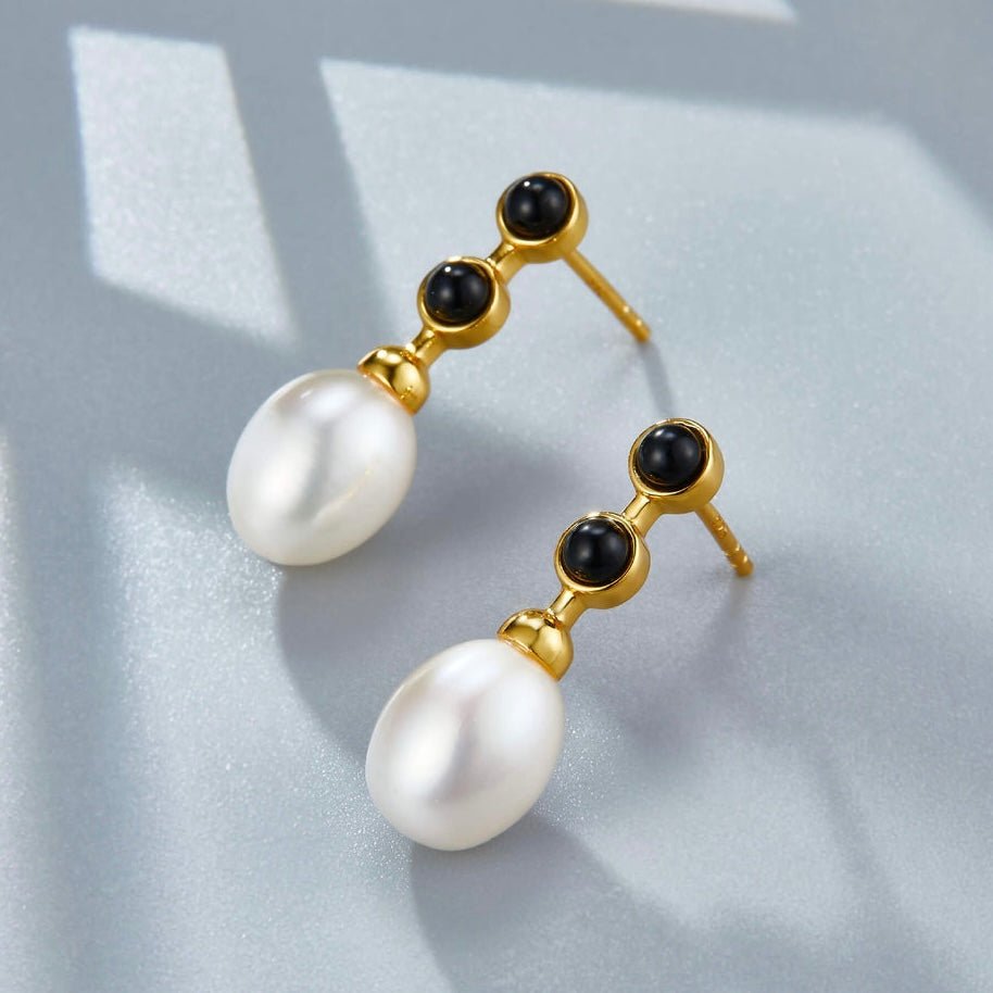 Noir et Perle Earrings - Pure Gems & Stones Store: Awakened Days